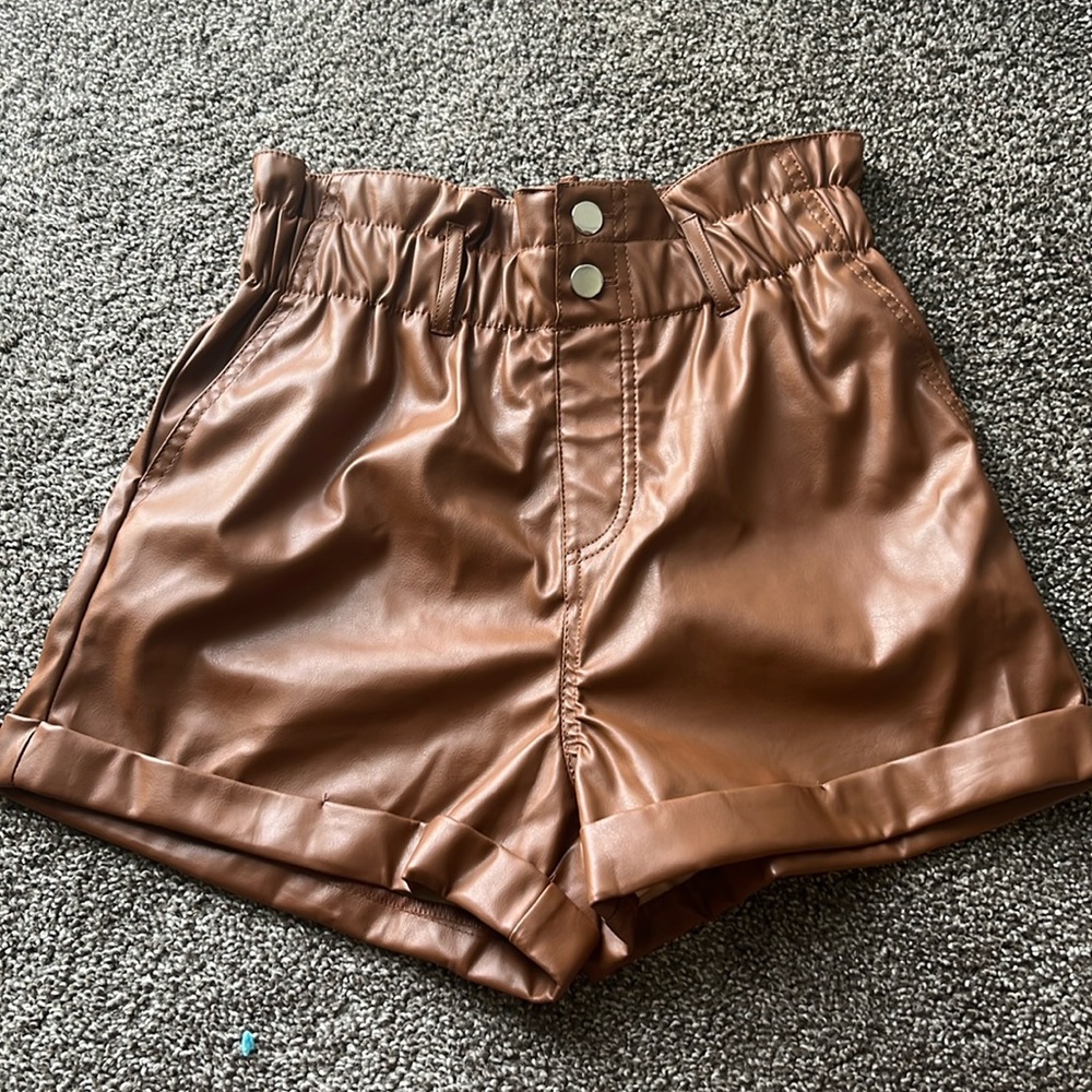 Shorts, brown and fake leather